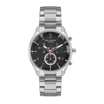 Men's Lc07351.350 Chronograph Silver Watch With A Silver Metal Band And A Black Dial