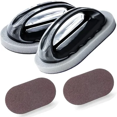 Sponge Kitchen Pot Brush With Handle 2 Pcs, Rust Cleaning Scrubber Tool