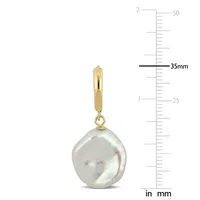 Freshwater Cultured Coin Pearl Leverback Earrings In 14k Yellow Gold