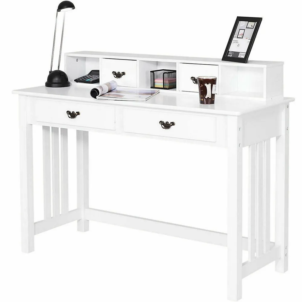Writing Desk Mission White Home Office Computer Desk 4 Drawer White