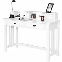 Writing Desk Mission White Home Office Computer Desk 4 Drawer White