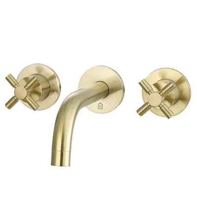 Prima Two Handle Wall Mounted Bathroom Faucet in Brushed Champagne Gold