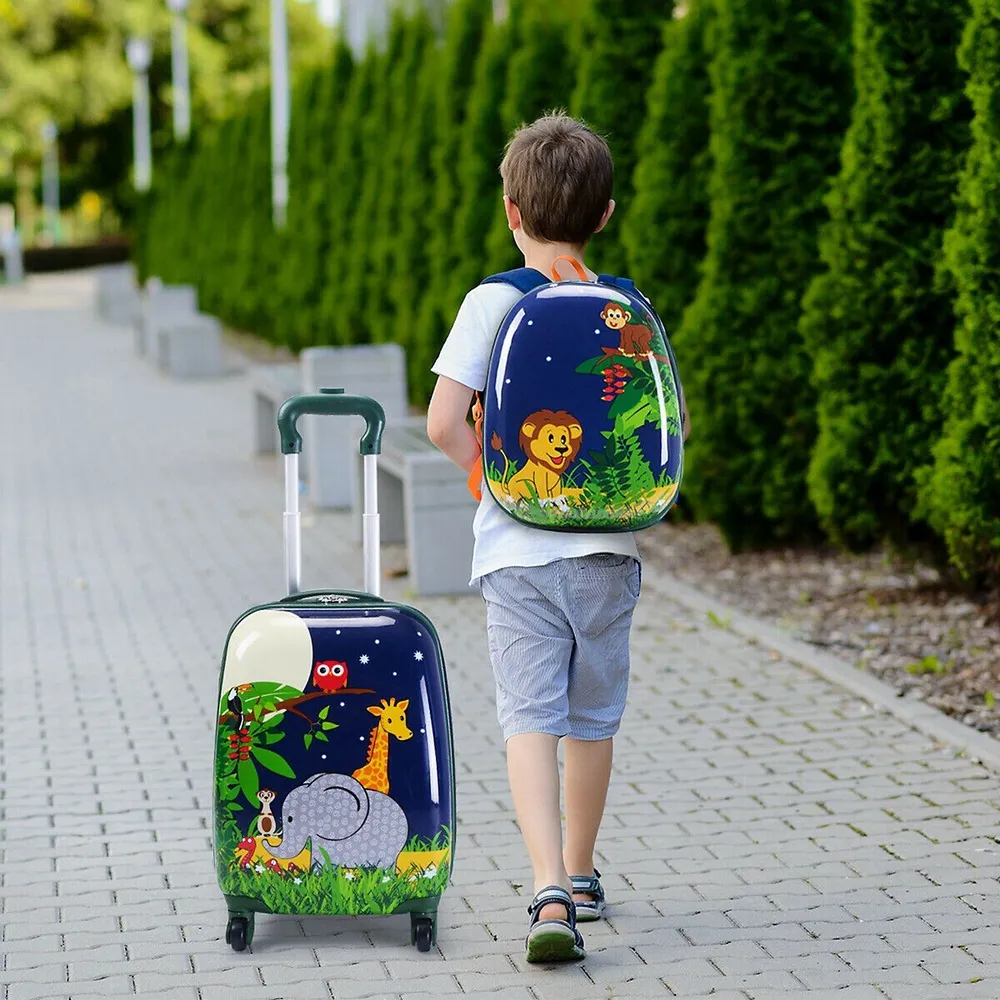 Costway 2pc 12'' 16'' Kids Luggage Set Suitcase Backpack School Travel  Trolley Abs
