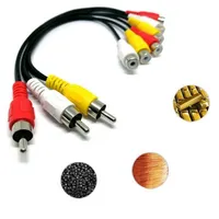 Audio Video Cable 25cm 3rca Male Jack To 6rca Female Plug Audio Video Cable Male To Female Adapter Cable