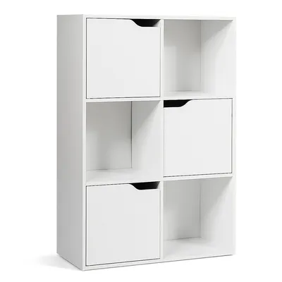 6 Cube Bookcase Cabinet Wood Bookcase Storage Shelves Room Divider Organization