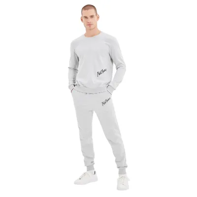 Male Motto Applique Detailed Knitted Sweatsuit Set