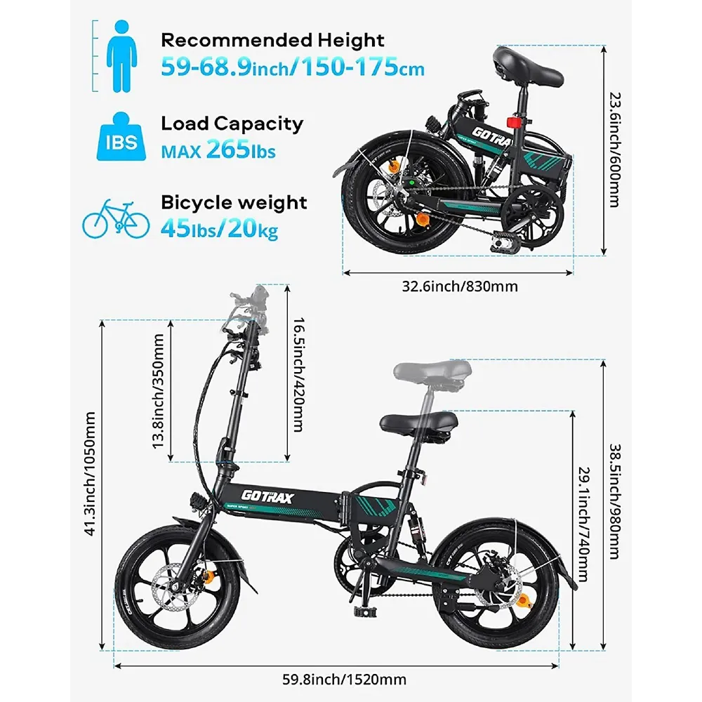 Ebe1 16" Foldable Electric Bike With 270wh Removable Battery, Lightweight Alloy Frame Electric Bicycle With Dual Fenders