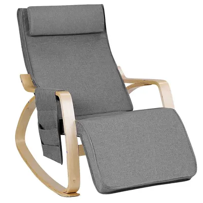 Rocking Chair Realx Lounge Chair Rocker Adjustable Footrest W/ Pillow & Pocket
