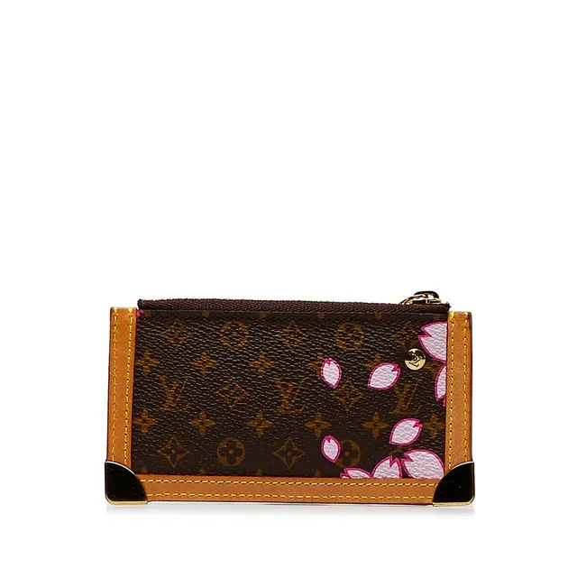 LOUIS VUITTON Monogram Cherry Blossom Pochette cree Coin Purse Red