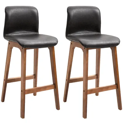 Modern Bar Stools Set Of 2 With Pu Leather