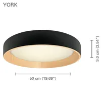 Ceiling Light With Integrated Led, 19.7" Diameter, From The York Collection, Black