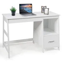 47.5'' Computer Desk Trestle Desk Writing Study Workstation W/ Shelf & 2 Drawers