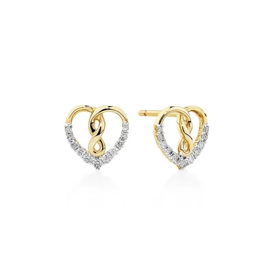 Heart Infinity Earrings With 0.20 Carat Tw Of Diamonds In 10kt Yellow Gold