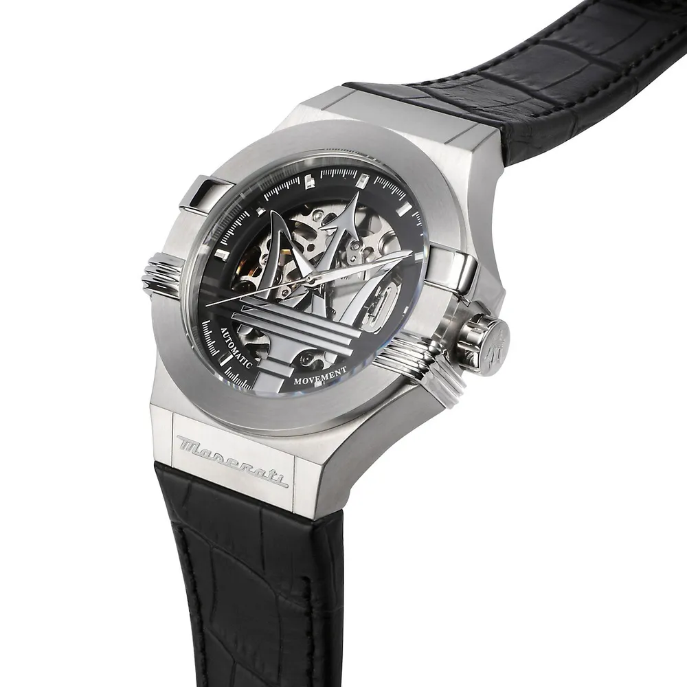 Potenza 42mm Automatic Stainless Steel Watch In Silver/black