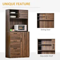 70" Kitchen Pantry With Microwave Cabinet
