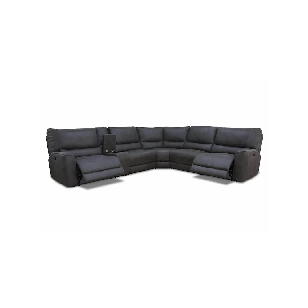 Atlas Corner Sectional Sofa With Console And Power Recliners In Kori Piompo Fabric