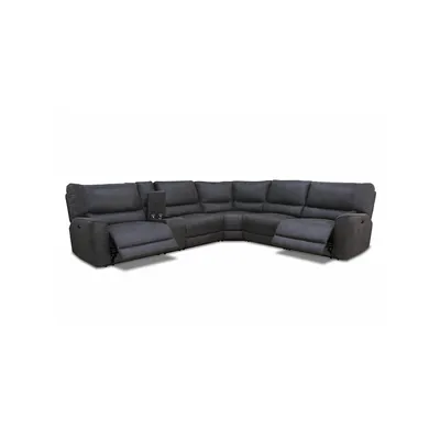 Atlas Corner Sectional Sofa with Console and Power Recliners in Kori Piompo Faux Leather