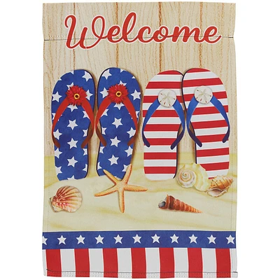 Sandy Beach "welcome" Stars And Stripes Patriotic Outdoor Garden Flag 18" X 12.5"