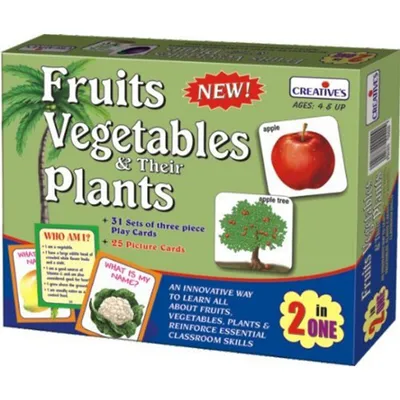Kids Educational Fruits, Vegetables And Their Plants Card Game (multi-color)