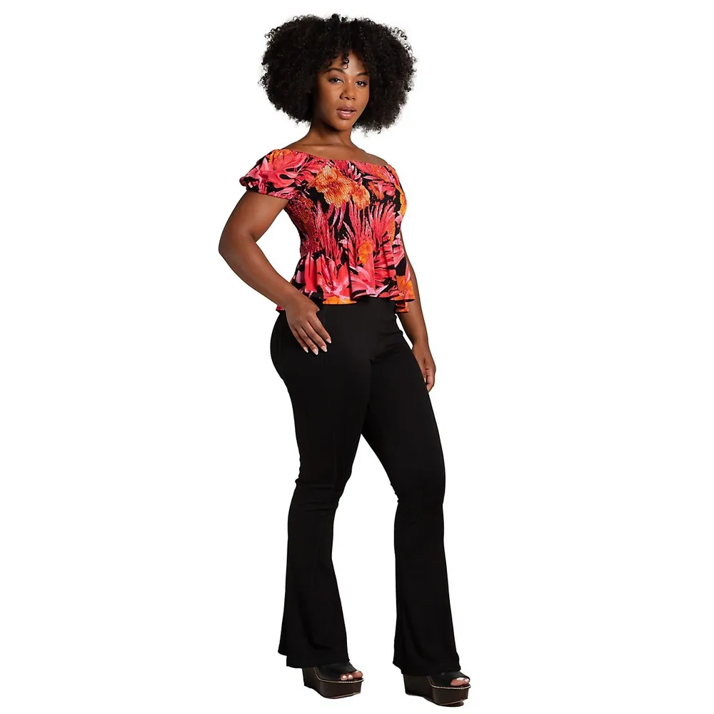 Plus Size High Waisted Flared Pants