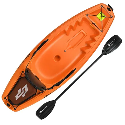 Goplus 6ft Youth Kids Kayak W/paddle Storage Hatche 4-level Footrest For Age 5+
