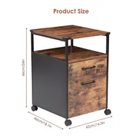 Wood Mobile Office File Cabinet Filling Cabinet With Open Storage Shelf And 2 Drawers Printer Stand, Rustic Brown