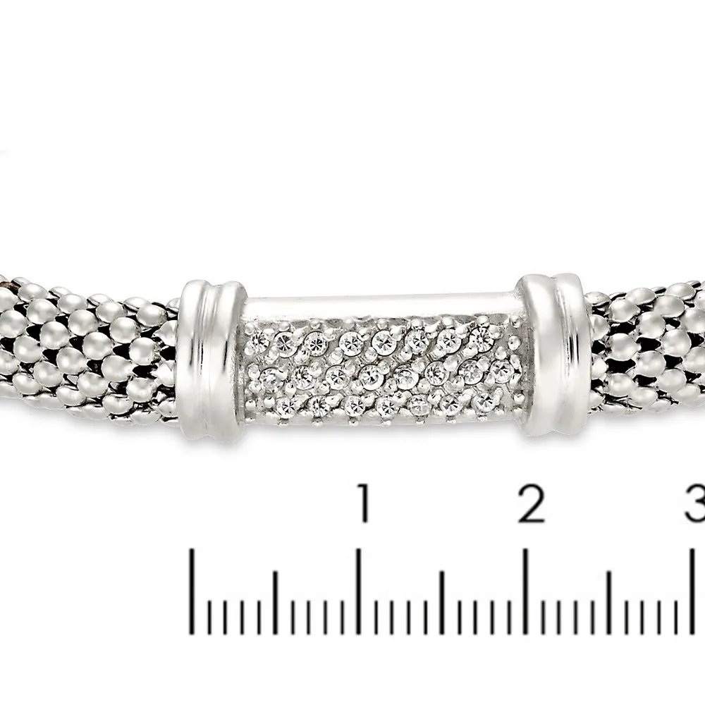 Sterling Silver Cuff With Cz Top Bangle
