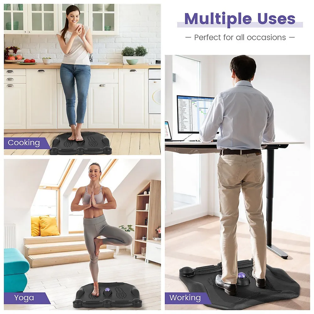 Anti Fatigue Wobble Balance Board Mat with Massage Points for Standing Desk-Black