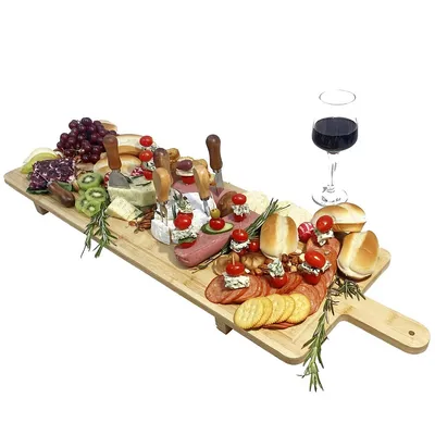 Large Charcuterie Board On Stand, Made Of Bamboo