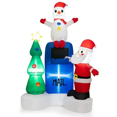 6ft Inflatable Christmas Lighted Mailbox Santa Claus Snowman Xmas Tree Decor