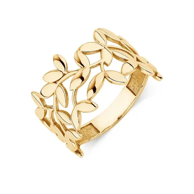 Olive Leaf Ring In 10kt Yellow Gold