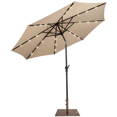 10ft Solar Lights Patio Umbrella Outdoor W/ 50 Lbs Movable Stand