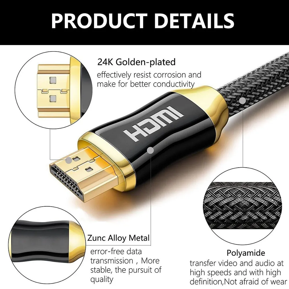 20m Hdmi Ultra High Speed Hdr 8k/4k 48gbps Performance Cables Xbox/ps4/ps5