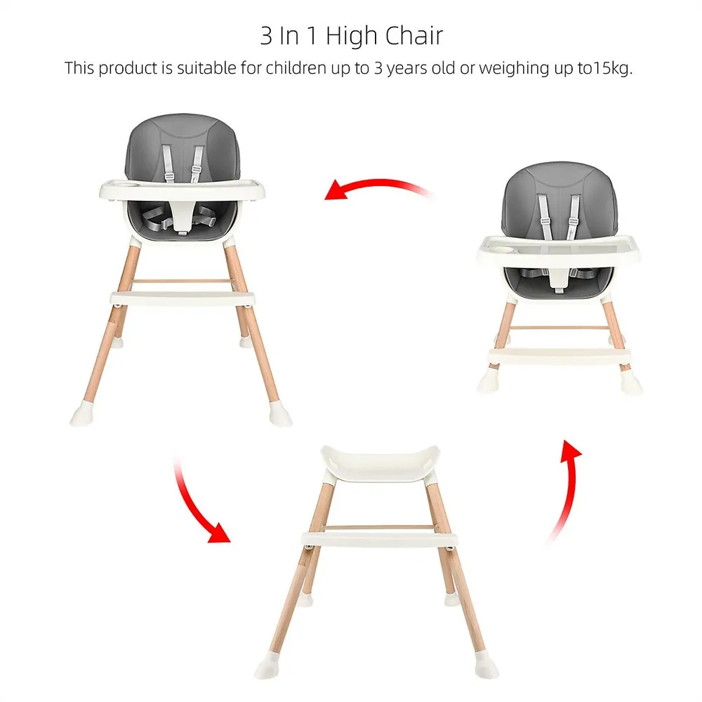 4 in 1 Baby High Chair, Toddler Chair Infant Dining Booster High Stool with 5-Point Seat Belt and Removable 3-Position Tray