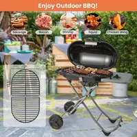 Portable Propane Grill Folding Gas Grill Griddle With Wheels & Side Shelf