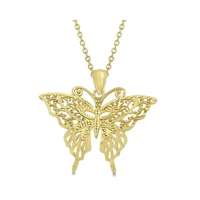 Butterfly Shaped Pendant Necklace 14k Yellow Gold