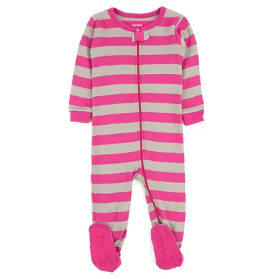 Kids Footed Sleeper Cotton Striped Pajamas