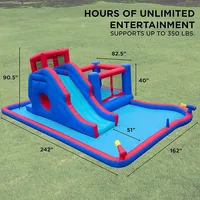2-in-1 Bounce & Blast Inflatable Water Slide Park – Climbing Wall, Slide, Bouncer & Splash Pool – Included Air Pump & Carrying Case