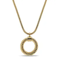 18kt Gold Plated 28" + 2" Snake With Large Round Link Pendant Necklace
