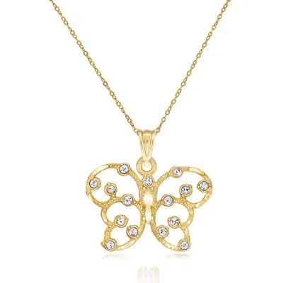 10kt 18" With Butterfly Cz Pendant