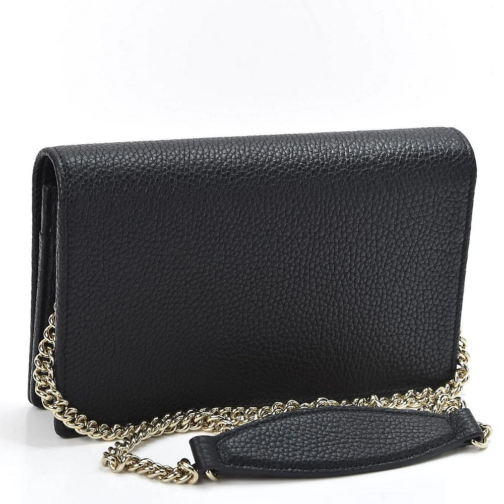 Soho Wallet On Chain Black Leather Cross Body Clutch Bag