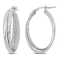 35 Mm Entwined Hoop Earrings In Sterling Silver