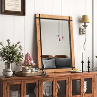 Rectangular Wall Mirror 30" X 40" Farmhouse Decorative Vanity Fir Wood Frame