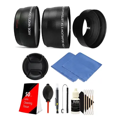 52mm Fisheye Telephoto & Wide Angle Lens + Rubber Hood Accessory Kit For Nikon