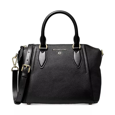 Sienna Medium Satchel Black Pebbled Leather Bag