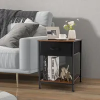 2 Pcs 2-tier Nightstand Bedside End Sofa Table With Drawer For Living Room