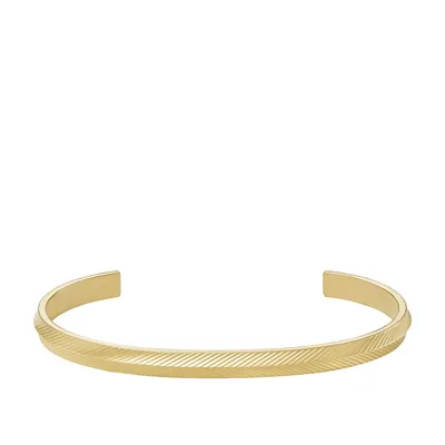 Men's Harlow Linear Texture Gold-tone Stainless Steel Cuff Bracelet