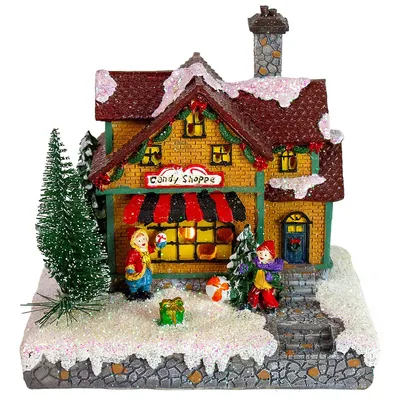6.75" Led Lighted Christmas Candy Shoppe Village Building