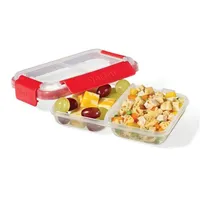 Set Of 2 Easylunch Divided Plastic Containers, 473ml Capacity
