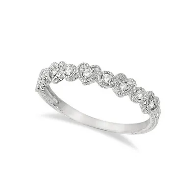 Pave Set Heart Design Diamond Ring Band 14k Gold (0.15ct